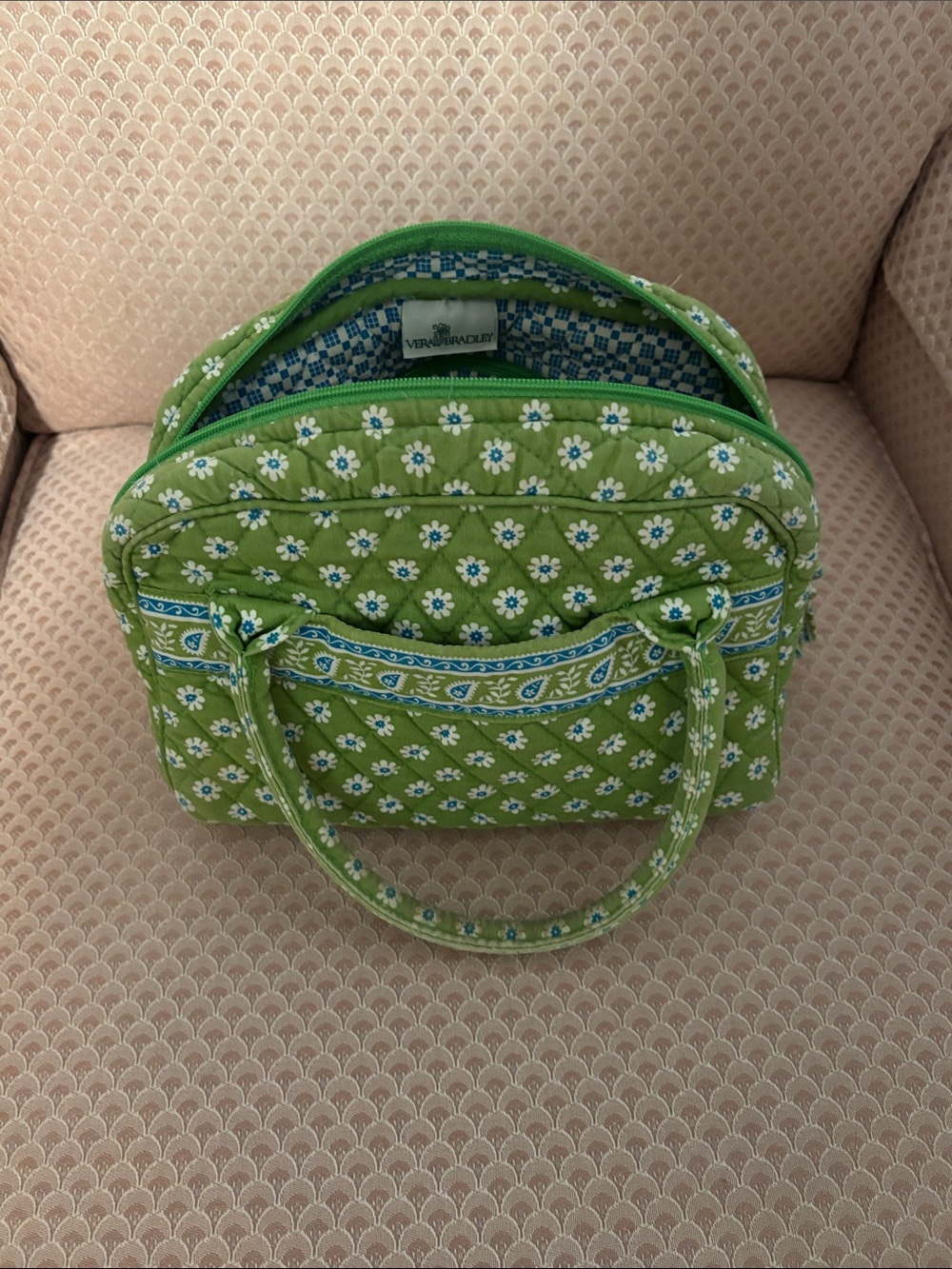 Vera Bradley Lime Green Quilted Floral Tote - Picture 1 of 6